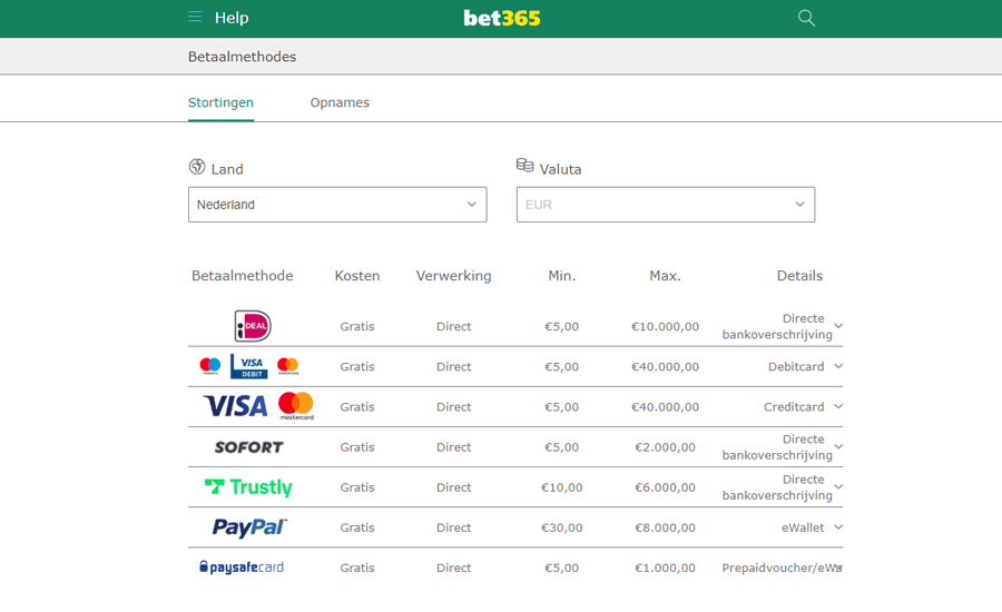 Geld storten bij Bet365 Geld storten bij Bet365