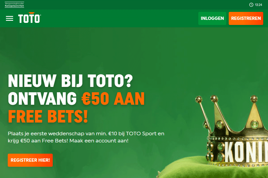 TOTO welkomstbonus: €50 aan free bets voor nieuwe spelers TOTO welkomstbonus: €50 aan free bets voor nieuwe spelers
