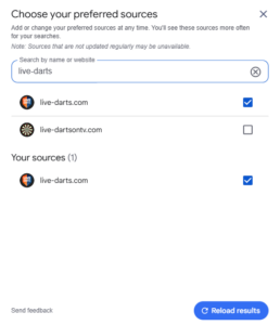 live-darts added to google news top stories features
